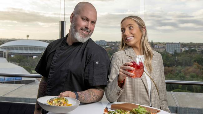 2KW chef Trent Lymn toasts the delicious. month out at 2KW with Anna Pryor. Picture: Naomi Jellicoe