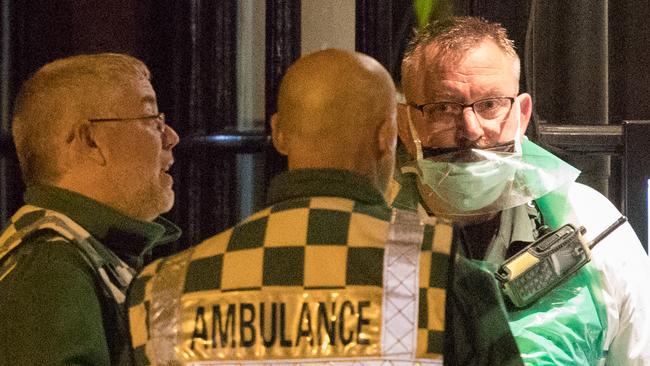 Police and other emergency service personal gather outside Prezzo restaurant which has been closed after two people became ill. Picture: Getty