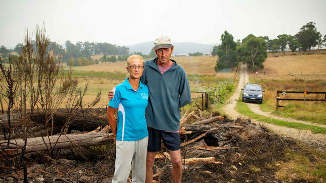 Amanda Porter and Damien Cartwright stayed to defend their Garfield North property. Picture: Mark Stewart