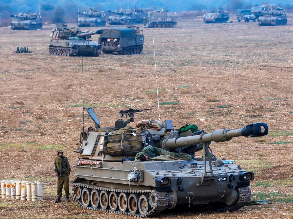 Israeli military vehicles. Picture: Jalaa Marey/AFP