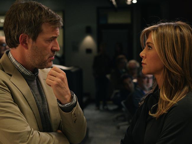 Mark Duplass and Jennifer Aniston star in new Apple TV+ drama series, Morning Wars. Picture: Supplied/Apple