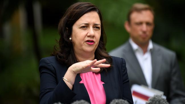 Queensland Premier Annastacia Palaszczuk speaks during a press conference at Parliament House in Brisbane. Picture: NCA NewsWire / Dan Peled