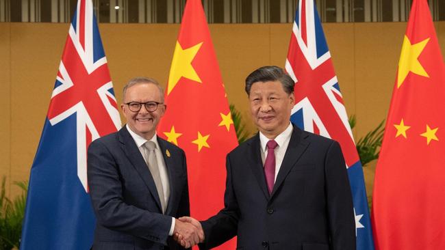 Anthony Albanese with Chinese President Xi Jinping at the G20 Summit 2022. Picture: Twitter