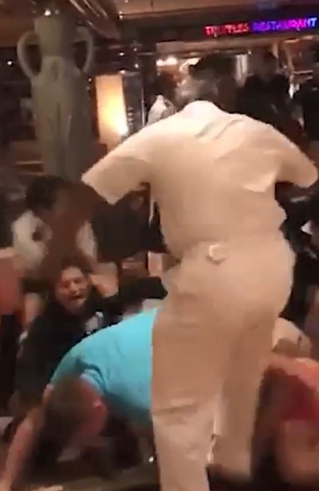 One of the brawls aboard the Carnival Legend cruise ship in 2018.