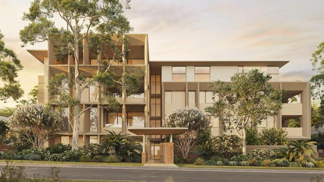 An artist's impression of an 28-unit apartment block at 2-4 Gladys Ave, a proposed $12 million redevelopment within the new Frenchs Forest Town Centre. Picture: Supplied