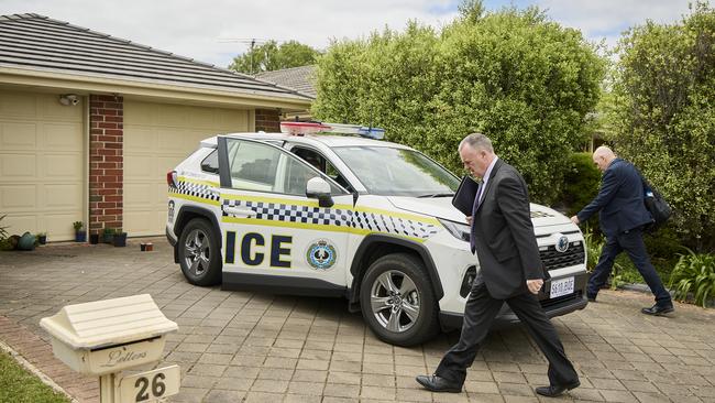 Police outside a home in Aldinga Beach, where Krystal Marshall was found dead. Picture: Matt Loxton