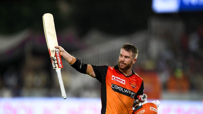 David Warner has torn the IPL apart with the bat for the Sunrisers Hyderabad. Picture: AFP