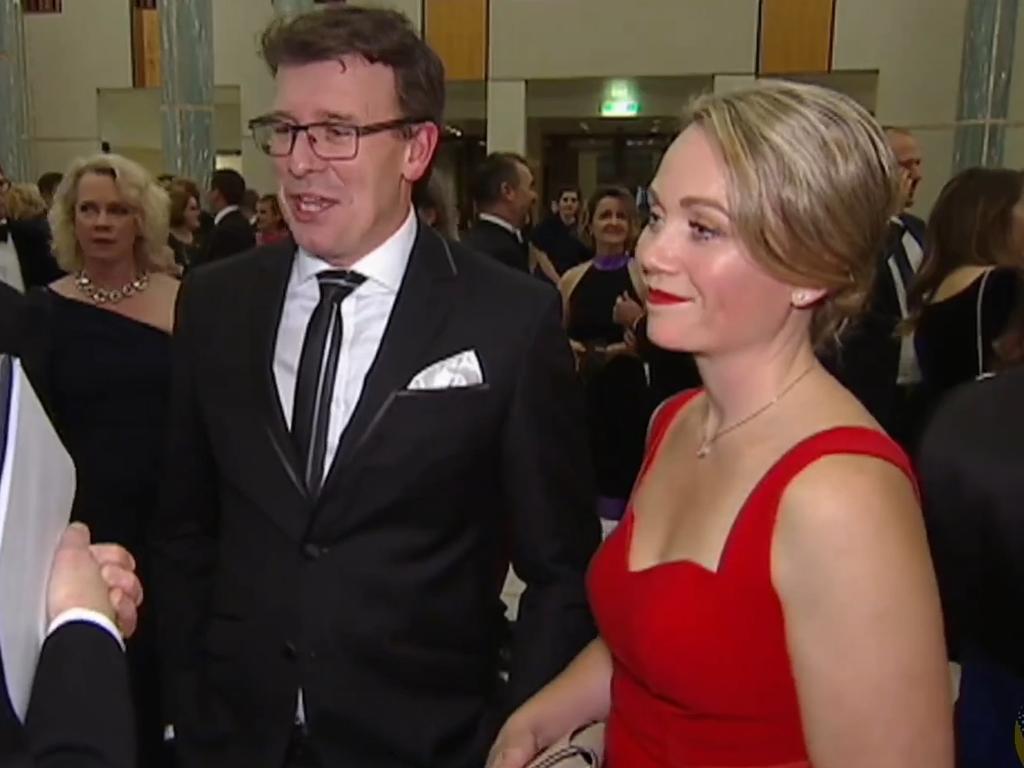 Federal member of Parliament Alan Tudge arrives at the Mid-Winter Ball in the company of Liberal staffer Rachelle Miller who he was having an affair with.