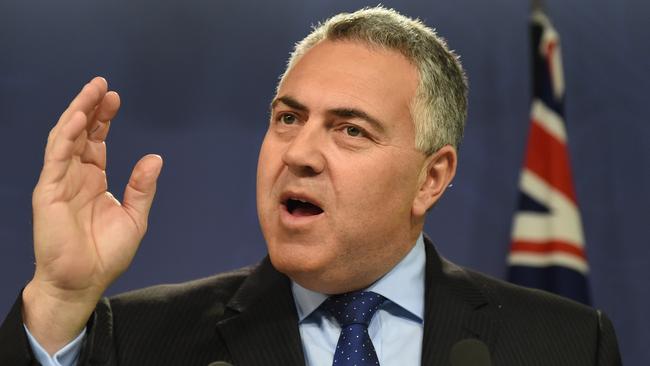 Australian Federal Treasurer Joe Hockey speaks to the media about foreign investment during a press conference at the Commonwealth Parliamentary Offices in Sydney, Tuesday, June 9, 2015. (AAP Image/Dean Lewins) NO ARCHIVING