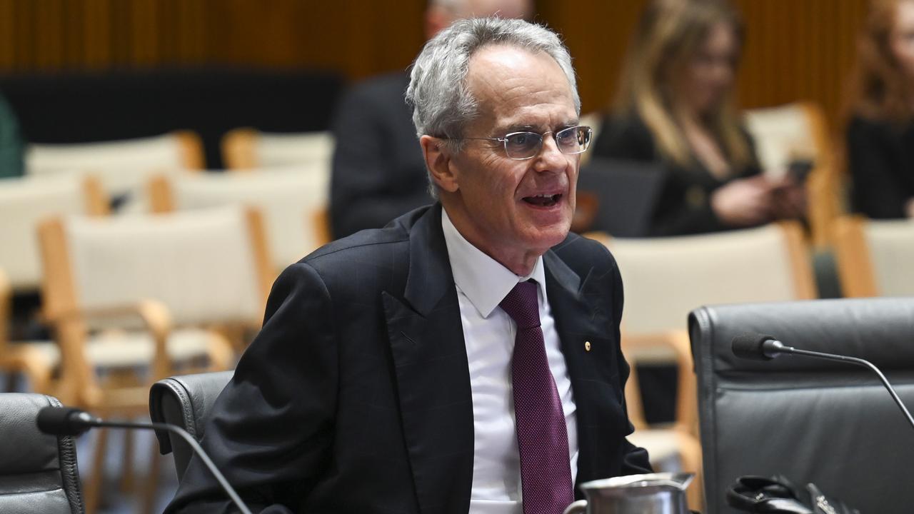 Former ACCC chair Rod Sims at the inquiry into Australia's bilateral airservices arrangements at Parliament House in Canberra. Picture: NCA NewsWire / Martin Ollman