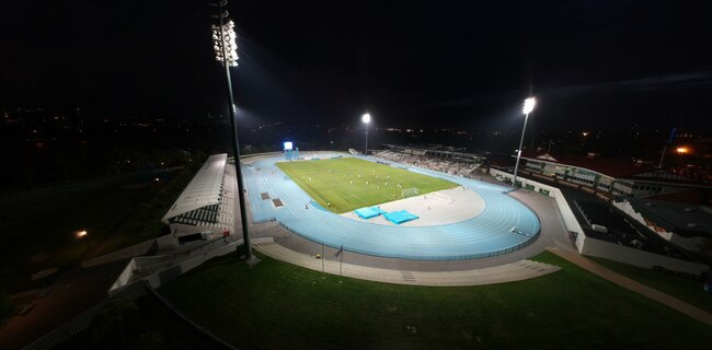 An aerial view oflast night’s South Melbourne v Guangzhou R&amp;F clash. Pic: Tony Margaritis