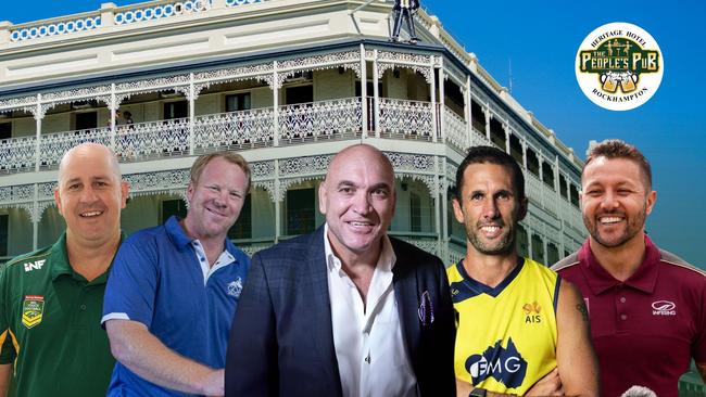 Gorden Tallis, Scott Prince, Nick Gregorski and Mark Knowles are part of the People's Pub for The Heritage Hotel Rockhampton with founder Gavin Shuker.