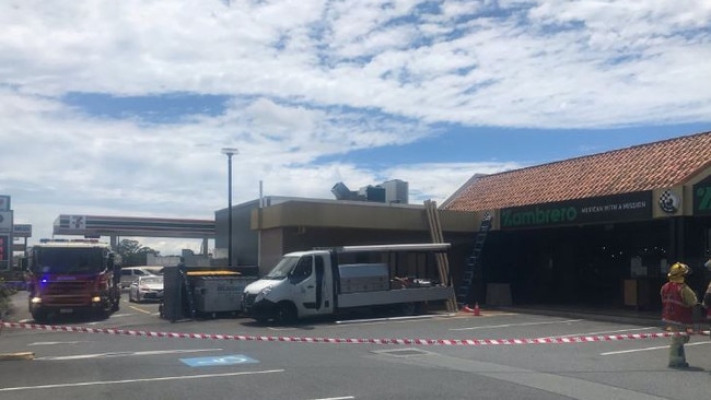 Emergency services at the scene of the accident at a cafe in Ashmore. Picture: 7 News Gold Coast