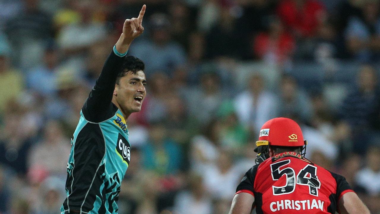 Brisbane Heat gun Mujeeb Ur Rahman appeals for a wicket last season.