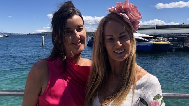 (Left to right) Yvonne Buckley, Collaroy and Julie Lloyd, Collaroy, at the Manly Wharf Bar for the 2022 Melbourne Cup event. Picture: Jim O'Rourke