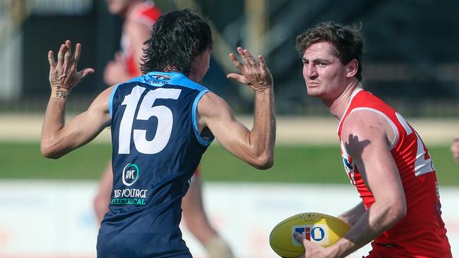 Scott Carlin scored two goals for Waratah against the Darwin Buffaloes. Picture Glenn Campbell