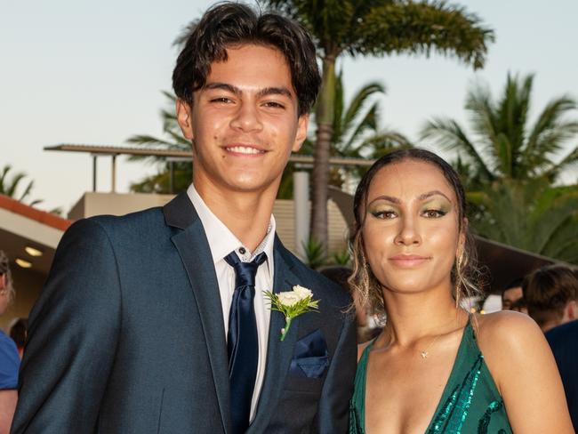 Mason McArthur with Tahlia Campbell at the Mackay Northern Beaches State High School Senior Formal Class of 2022 held at Mantra Mackay Marina. Picture: Michaela Harlow