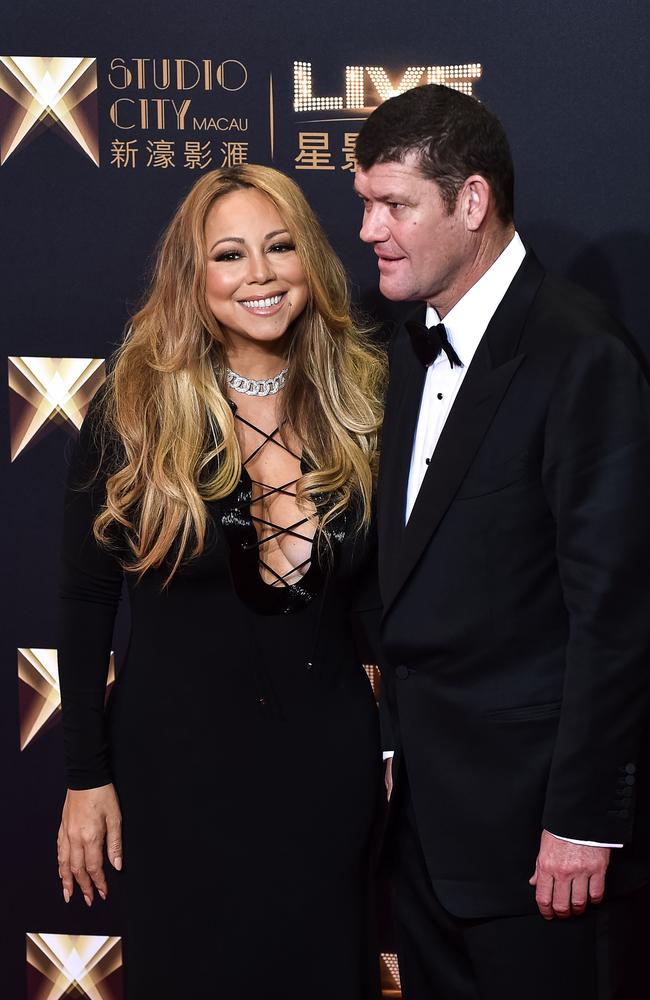 Mariah Carey with James Packer in 2015. Picture: AFP