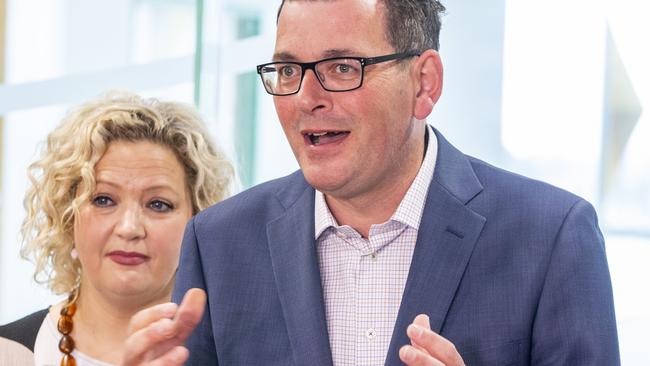 Premier Daniel Andrews with Health Minister Jill Hennessy. Picture: AAP Image/Daniel Pockett