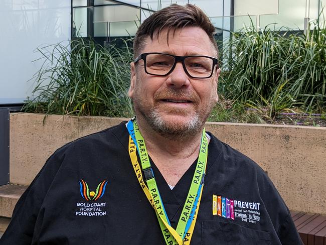 Trauma clinical nurse navigator Matt Scott at Gold Coast University Hospital. Picture: Keith Woods.