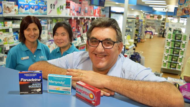 Pharmacist John Black, front, with staff at Macdonalds Pharmacy in Casino in 2017.