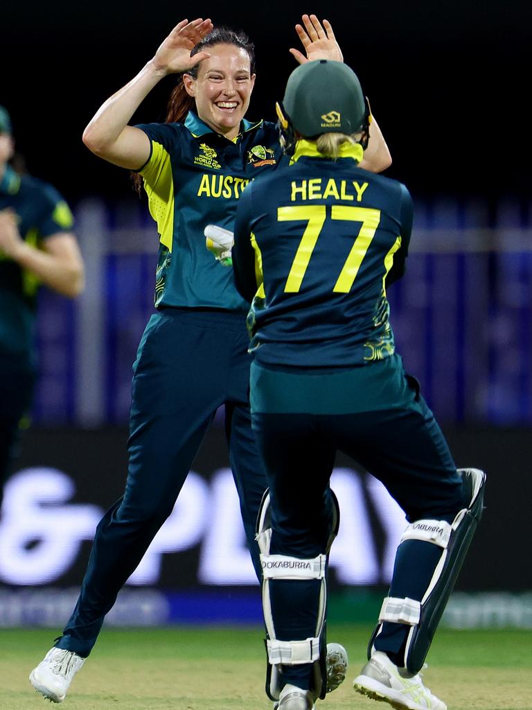 Megan Schutt finished with as many wickets as runs conceded. (Photo by Francois Nel/Getty Images)