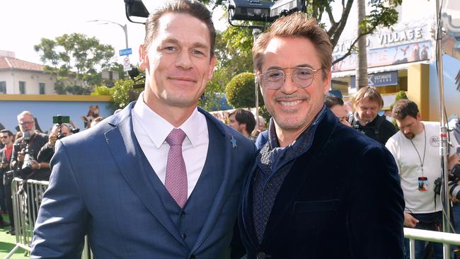 John Cena and Robert Downey Jr. at the premiere of Dolittle in Los Angeles. Picture: Getty