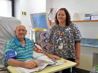 HELPING HAND: Dialysis patient Bob Kent received help from Bundaberg Hospital Social Worker Sarah Birch to organise care for his wife while he receives treatment. Picture: Geordi Offord