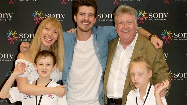 Jess & Matt with Denis Handlin at a Sony Foundation event. Picture: Supplied