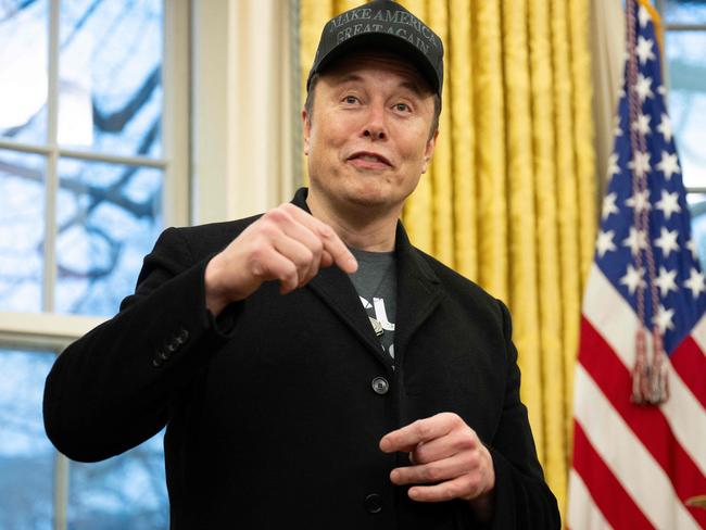 Elon Musk, in the Oval Office of the White House, is waging a war on US financial waste. Picture: Jim Watson/AFP