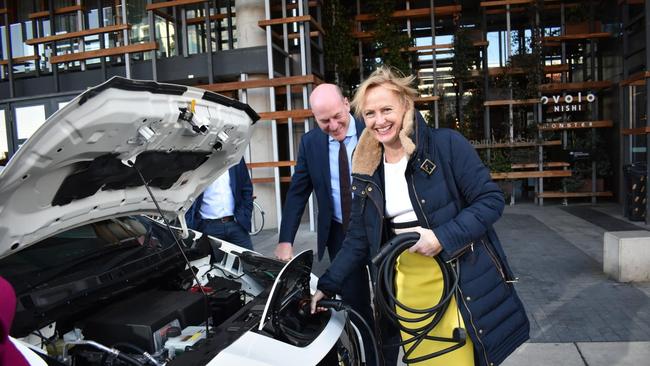 Dr Katie Allen charging an EV. Picture: Supplied.