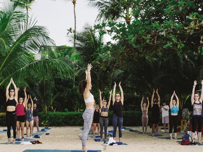 Detoxing with sunrise yoga.