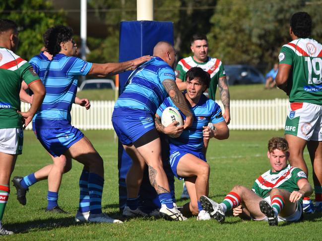 Dalton Armstrong celebrates a try. Picture: Sean Teuma/NewsLocal