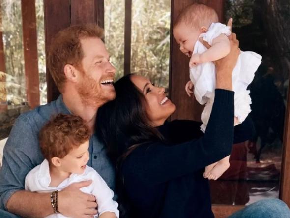 The proud parents with Archie and Lilibet in 2021. Picture: Alexi Lubomirski/Handout/The Duke and Duchess of Sussex