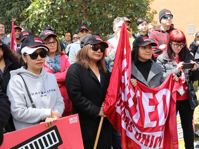 Pfizer workers are rallying for better pay conditions.