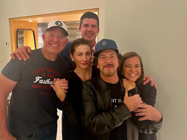 Jonathan Brown with Eddie Vedder and his wife Jill and friends Nina and Jeff Azzopardi.