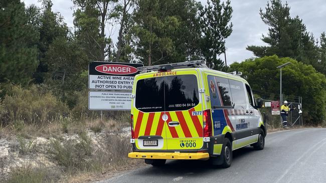 Paramedics attend the scene on Wednesday.