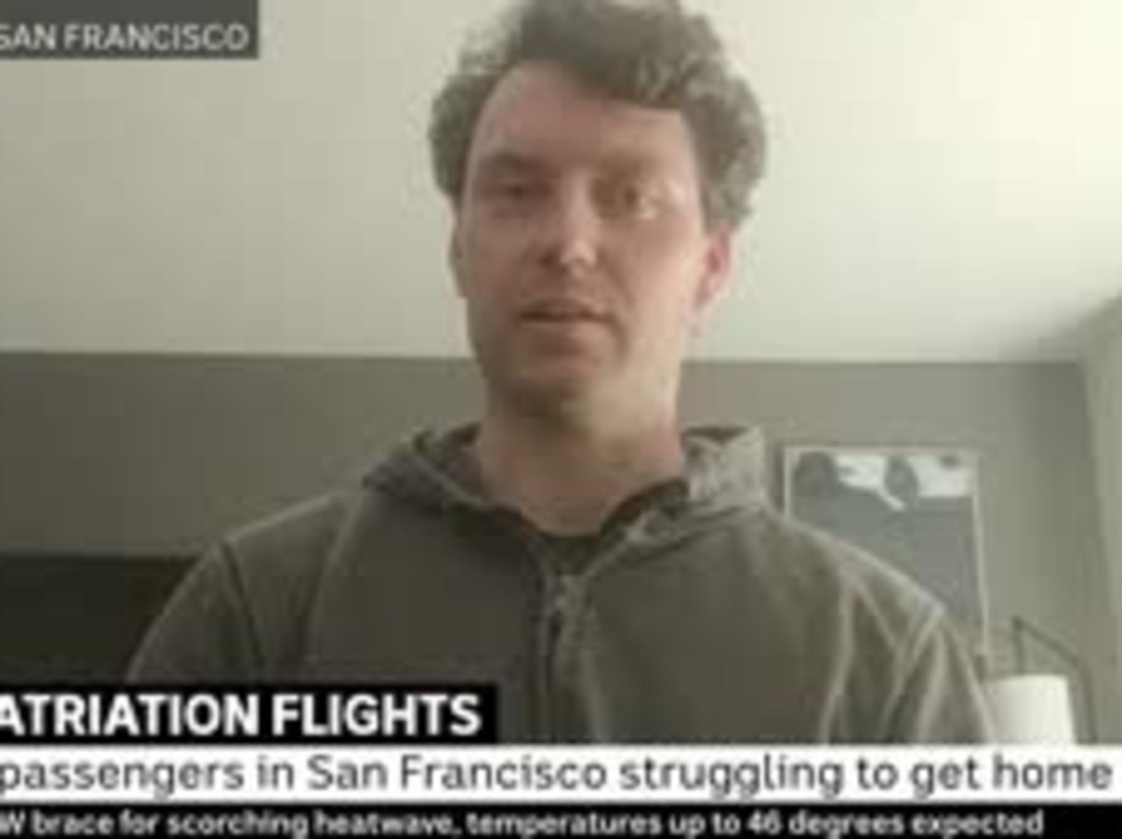 Jack Reardon is one of 30 Australians stuck in San Francisco after the flight he had booked months ago malfunctioned.