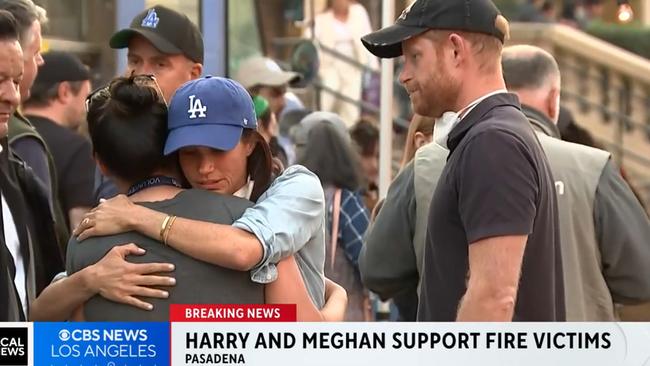 Meghan Markle and Prince Harry meet victims of the Los Angeles fires Picture: CBS