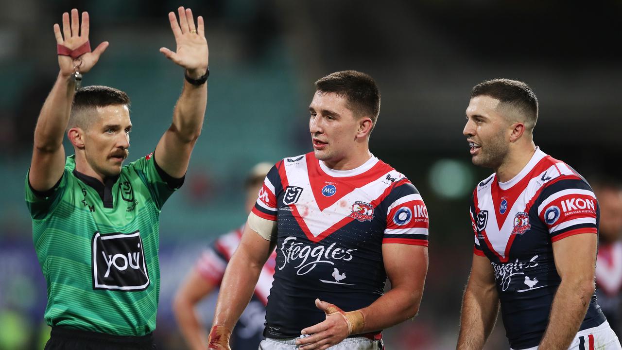 Victor Radley (centre) didn’t have much luck at the NRL judiciary last season. Picture: Matt King/Getty Images