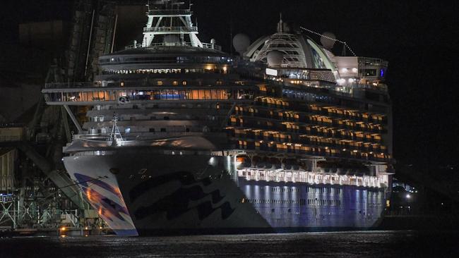 The Ruby Princess berthed at Port Kembla on Wednesday night. Picture: Simon Bullard