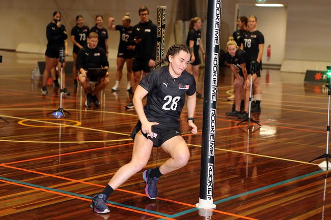 Abby Hewett at the AFLW draft combine for Queensland players, held at Runaway Bay Indoor Sports Centre. Picture: Richard Gosling.