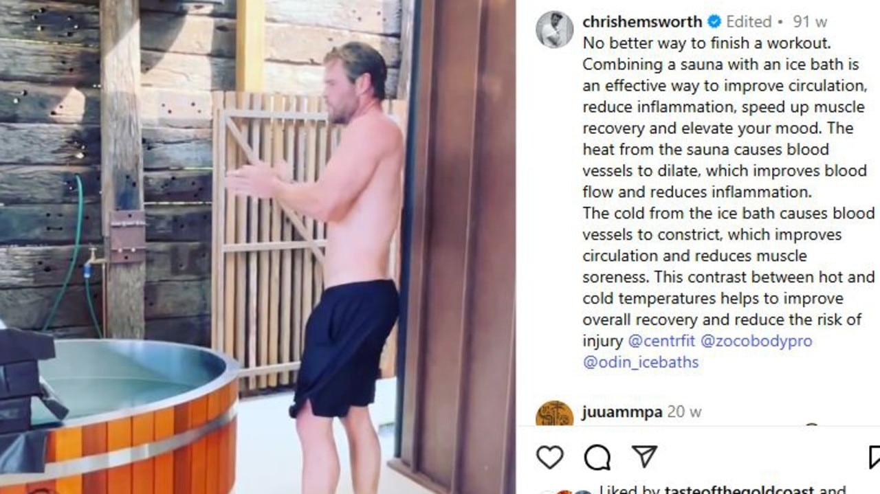Chris Hemsworth praised the benefits of an Odin Ice Bath on Instagram.