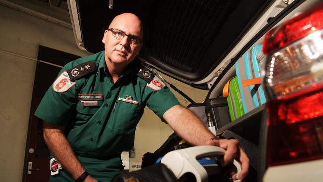 St John's NT director of ambulance services Matthew Eastham with an intensive care critical response car at the St John Ambulance in Casuarina on Tuesday, November 27, l 2018. St John NT launched its Mental Health and Wellbeing Strategy today Picture: Keri Megelus