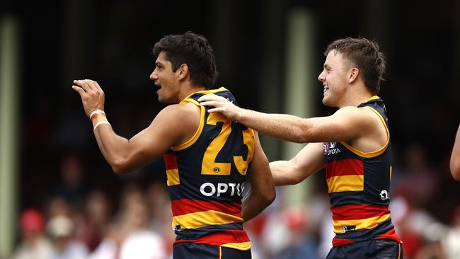 McAdam after kicking a goal against Sydney in Round 2. Picture: Ryan Pierse/AFL Photos/via Getty Images