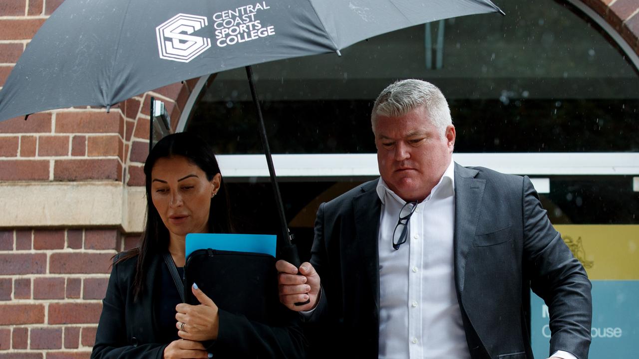 Stuart MacGill left court alongside his lawyer Michelle Karim (left). Picture: NCA NewsWire / Nikki Short