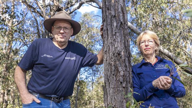 John Williams and Carolyn Phillips from the Lions Club Brisbane West, who are concerned at the lack of a fire brigade in the area and have called for the state gov or council to fund a service.