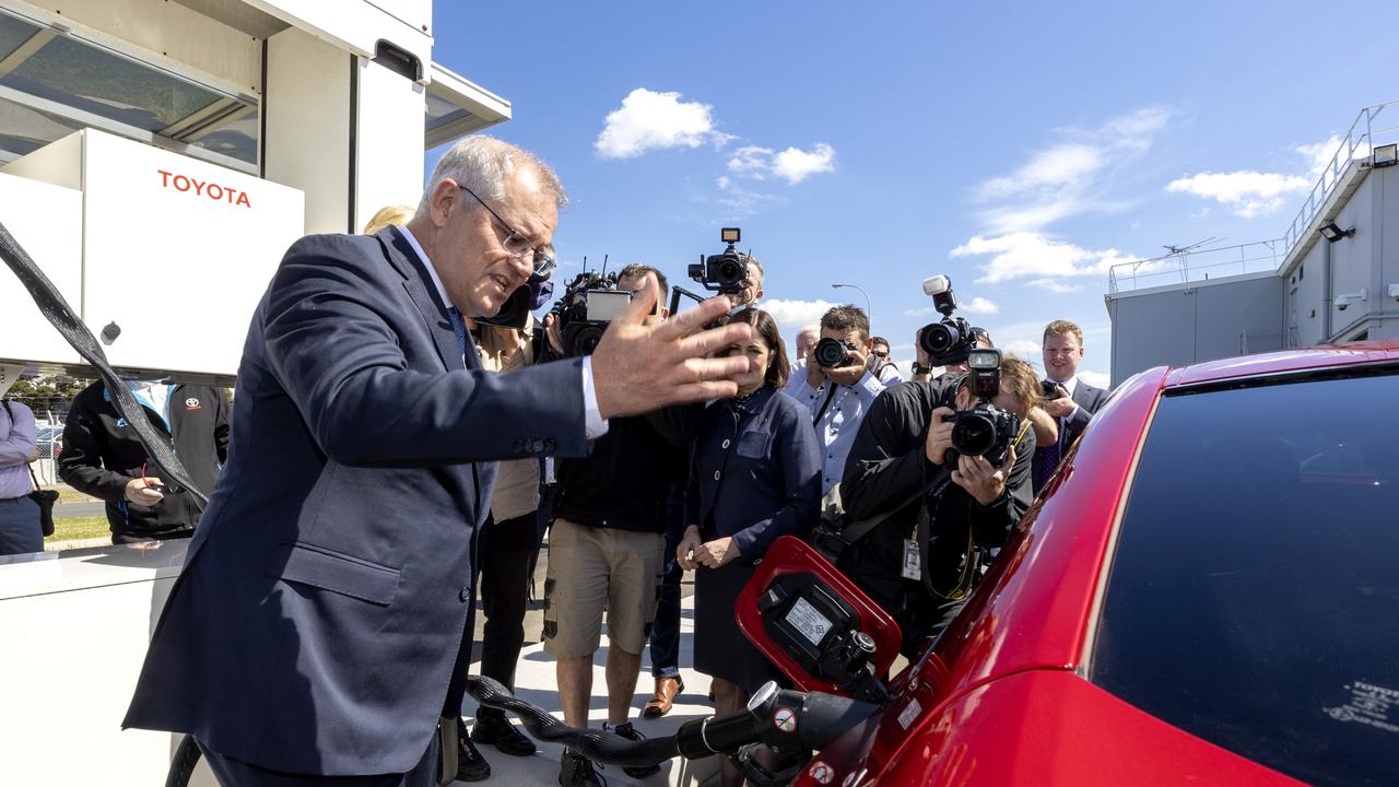 Mr Morrison’s electric vehicle policy involves funding the rollout of charging stations into homes across the country. Picture: NCA NewsWire / David Geraghty