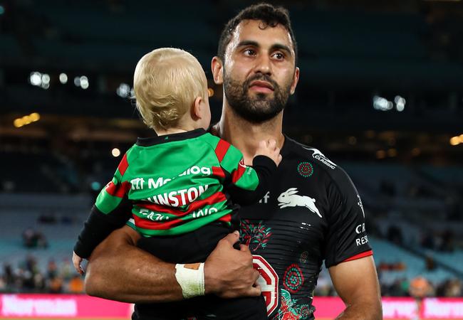 Alex Johnston broke the South Sydney all-time try-scoring record against the Tigers.