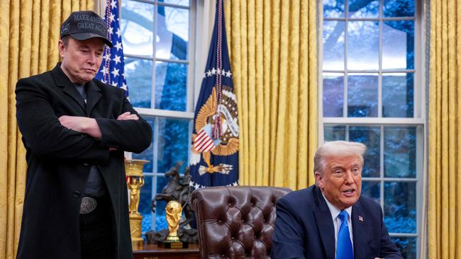 Elon Musk listens as US President Donald Trump speaks in the Oval Office of the White House in Washington, DC. Picture: AFP